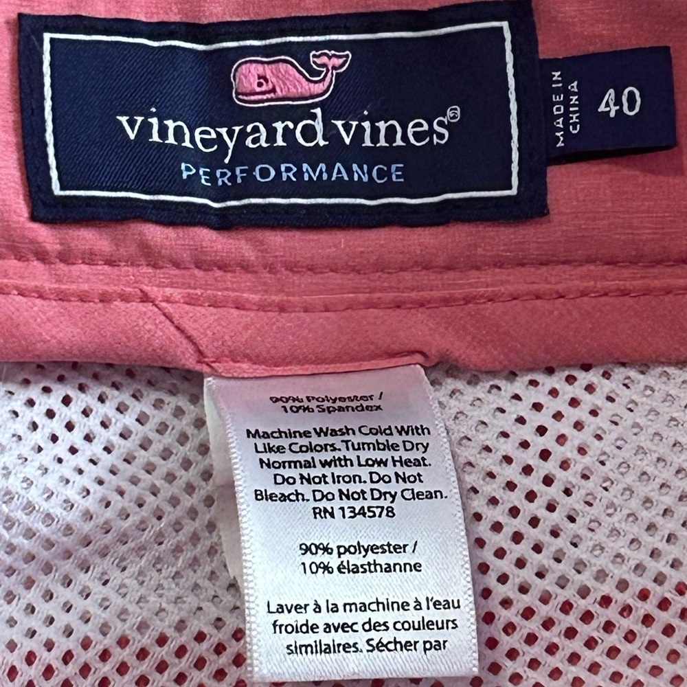 Vineyard Vines Breaker 9” Shorts Performance Golf Pink Coral Men’s Size 40 - Picture 5 of 9